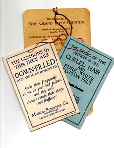 Mueller Furniture Company Grand Rapids MI Product Tags c.1960s70s F216 - Picture 1 of 3