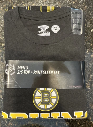 BOSTON BRUINS NHL HOCKEY Men's Medium T-Shirt & Pajama NHL Sleep Set Cover