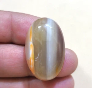 47 Crt Outstanding Orange Banded Agate Oval Cabochon Loose Gemstone For Jewelry - Picture 1 of 6