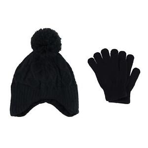New Connex Gear Kids' 4-7 Winter Ribbed Knit Aviator Hat and Glove 2-Piece Set
