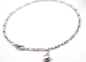 Sterling Silver 925 Figaro Belcher Anklet with Bubble Heart Charm 26cm-Free post - Bild 1 von 8