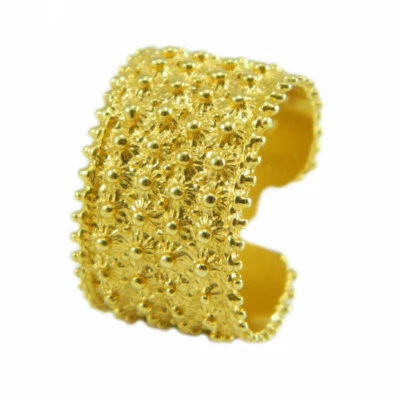 Fede sarda fascia aperta 4 file pallini argento dorato MISURA REGOLABILE - Immagine 1 di 2