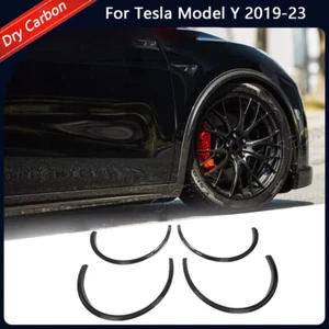 DRY Carbon Fender Flares Kit Wheel Arch Covers Trims Fits Tesla Model Y 20-2023 - Picture 1 of 15
