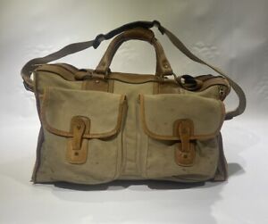 Marley Hodgson Ghurka Duffle Bag Express No 2 Khaki Twill Leather Vintage 1984