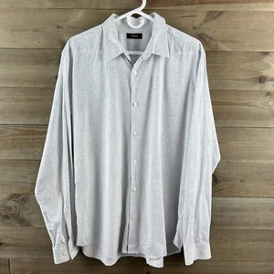 Theory Mens Shirt Irving Pigment Stripe Long Sleeve Button Up White Blue XL - Picture 1 of 10