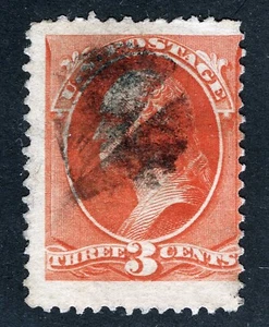 US Sc 214 Vermilion 3¢ 1881 ABNCo. Printing Black Cork Cancel - Picture 1 of 1