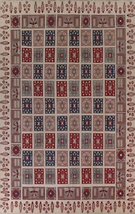 Checked Super Kazak Vegetable Dye Hand-knotted Area Rug for Dining Room 10'x14' - Picture 1 of 12