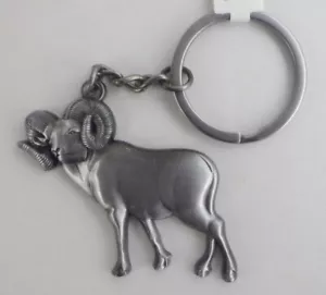 Schlüsselanhänger großes Horn Schaf Zinn mit Original Papieretikett - Bild 1 von 4