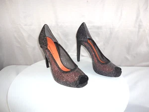 $225 VIA SPIGA ORLA Grey Glitter Dot Mesh Leather Designer EVENING Pumps 10M - Picture 1 of 6