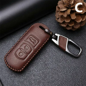 PU leather Remote Key Fob holder Cover Skin For Mazda 2 3 5 6 8 Axela Atenza CX3 - Picture 1 of 18