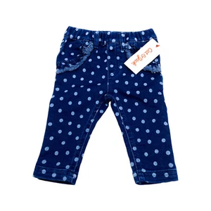 Cat & Jack Baby Girl Size 0-3M Pull-On Jegging Pants Polka Dot Denim Blue - Picture 1 of 6