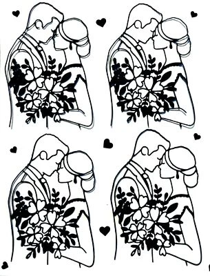 SILUETA ROMÁNTICA PAREJA, NOVIA Y NOVIO TROQUELADA/CORTE (NEGRO U DORADO) DETALLADA Foto 1 de 4