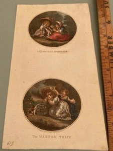 18th century Tomkin & F Bartolozzi 2 Mezzotint etching engravings Dog & Cat  - Picture 1 of 2