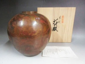 Hasegawa Yoshihisa Japanese Shudo Bronze Vase with Wooden Box and Certificate - Picture 1 of 21