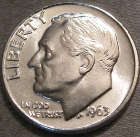 BETTER AS SHOWN - 1963 D UNCIRCULATED ROOSEVELT DIME *** 90% SILVER *** 807 Cover