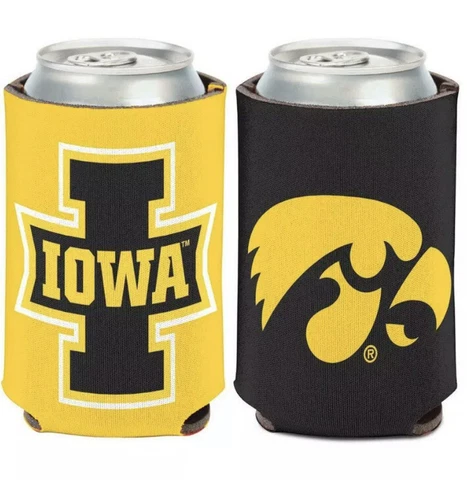 Iowa Hawkeyes 12oz Koozie Two Sided Can Cooler NEW NCAA Beer Drink USA New Cover