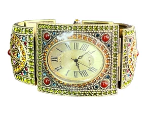 Heidi Daus Watch Art Deco Wide Bracelet Swarovski Crystal Once Upon a Time - Picture 1 of 9