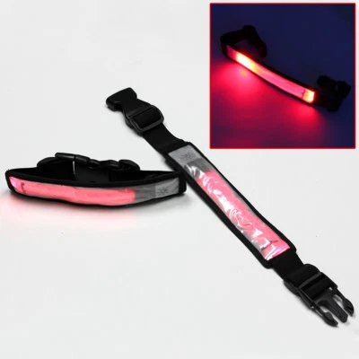MaximalPower™ 2 Reflective Fiber Optic Red LED White Stretch Safety ARM BAND - Image 1 of 2