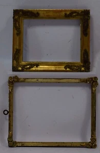 Ca 1850-1900 Set of 2 Old wooden frames in original condition Internal: 9.3x7.1 - Picture 1 of 5