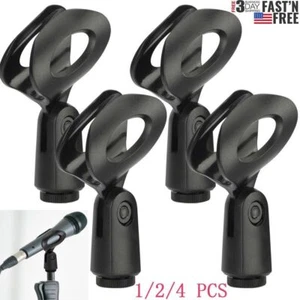 1-4x Black Universal Nut Adapter Microphone Clip Clamp Holder For Most Mic stand - Picture 1 of 12