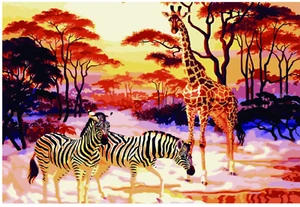 Malen nach Zahlen Erwachsene 40x50 cm inklusive Zubehör DIY Safari Tiere - Bild 1 von 7