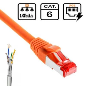 CAT6 Netzwerkkabel DSL LAN Ethernet Patchkabel RJ45 Internet TV sftp 2 m orange - Bild 1 von 1