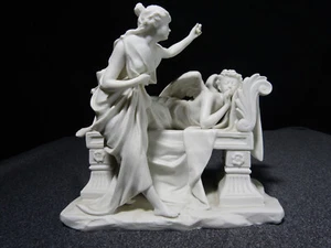 Sculpture statue en biscuit de porcelaine jeune femme ange angelot gout Sèvres - Picture 1 of 23