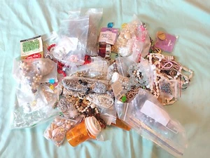 6 lb Large Vintage Mod Scrap Craft Repair Jewelry Making Supplies Beads Findings - Picture 1 of 13