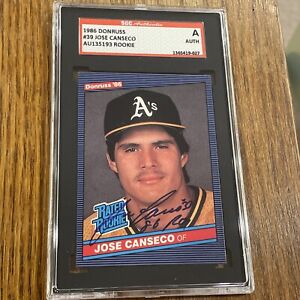 Jose Canseco SIGNED 1986 Donruss RC Card #39 86 ROY INSCRIPTION SGC Certified