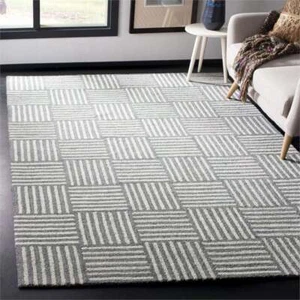 Safavieh Abstract 2'3" x 8' Wool Hand Tufted Runner Rug in Ivory and Dark Gray - Picture 1 of 7