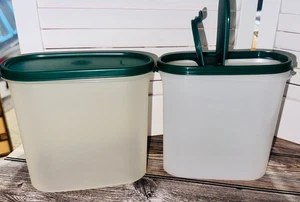 2 Tupperware #1613 Modular Mate #3 Oval 7.25 Cup Green Lids Flip Top Container - Picture 1 of 1