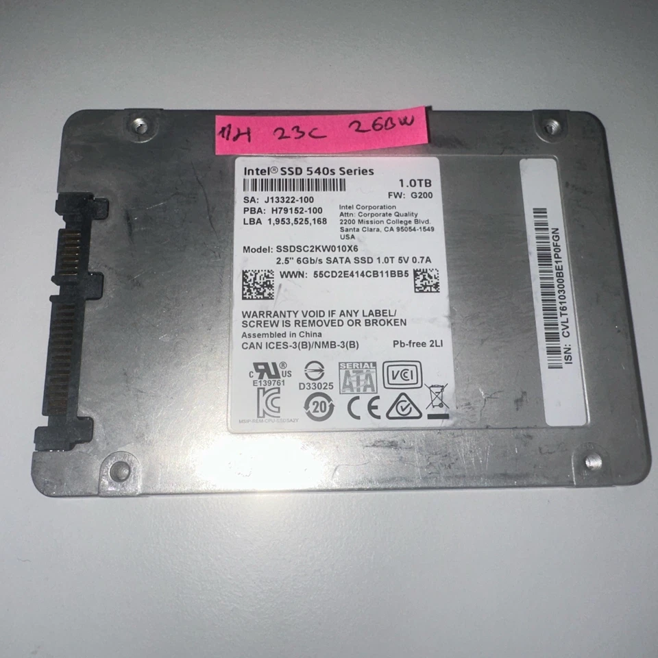 Intel SSD 540s Series 1TB SATA 3 III 2.5" SSD SSDSC2KW010X6 *NEW - Image 1 of 1