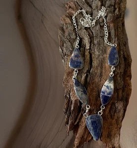 Sodalite Gemstone Handcrafted Necklace - 925 silver Plated-Brand New - Bild 1 von 4