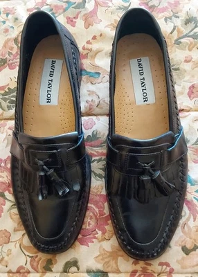 Zapatos de vestir David Taylor para hombre, buen estado, talla 10M, negros Foto 1 de 4