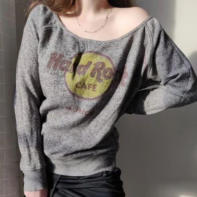 Sudadera Hard Rock Café Munich para mujer L gris cuello barco jersey top ropa de calle Foto 1 de 4
