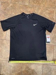NIKE Dri Fit Swim Shirt Black UPF 40+ Size Large - Picture 1 of 9