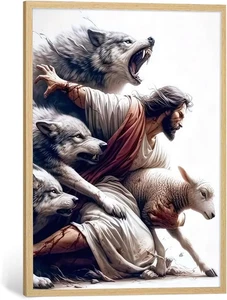 Jesus Saves the Lost Lambs Wall Art Christian Wall Decor Religious Canvas Wall A - Picture 1 of 12