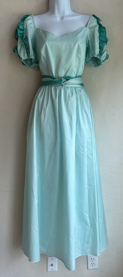 Maxi Vestido Formal Vintage Años 70 80 S Romántico Southern Belle Prairie Baile de graduación Tafetán Foto 1 de 4