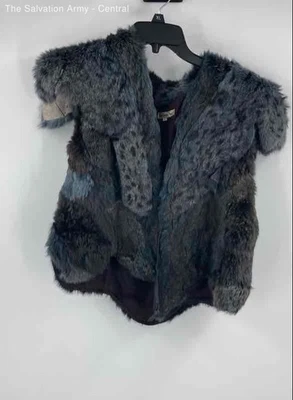 Womens Multicolor Rabbit Fur Short Sleeve Classic Winter Vest Size Medium - Image 1 of 4