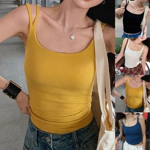 Women Stretch Vest Double Halter Backless with Fixed Chest Cushion for Spring - Picture 1 of 69