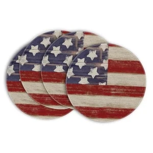 American Star Stripes 4th of July Round Placemats Set of 4,14 Inch Patriotic - Picture 1 of 7