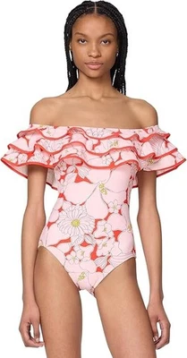 Kate Spade New York E3209 Mujer Estándar Volantes Sólidos Una Pieza, Goji Berry M Foto 1 de 3