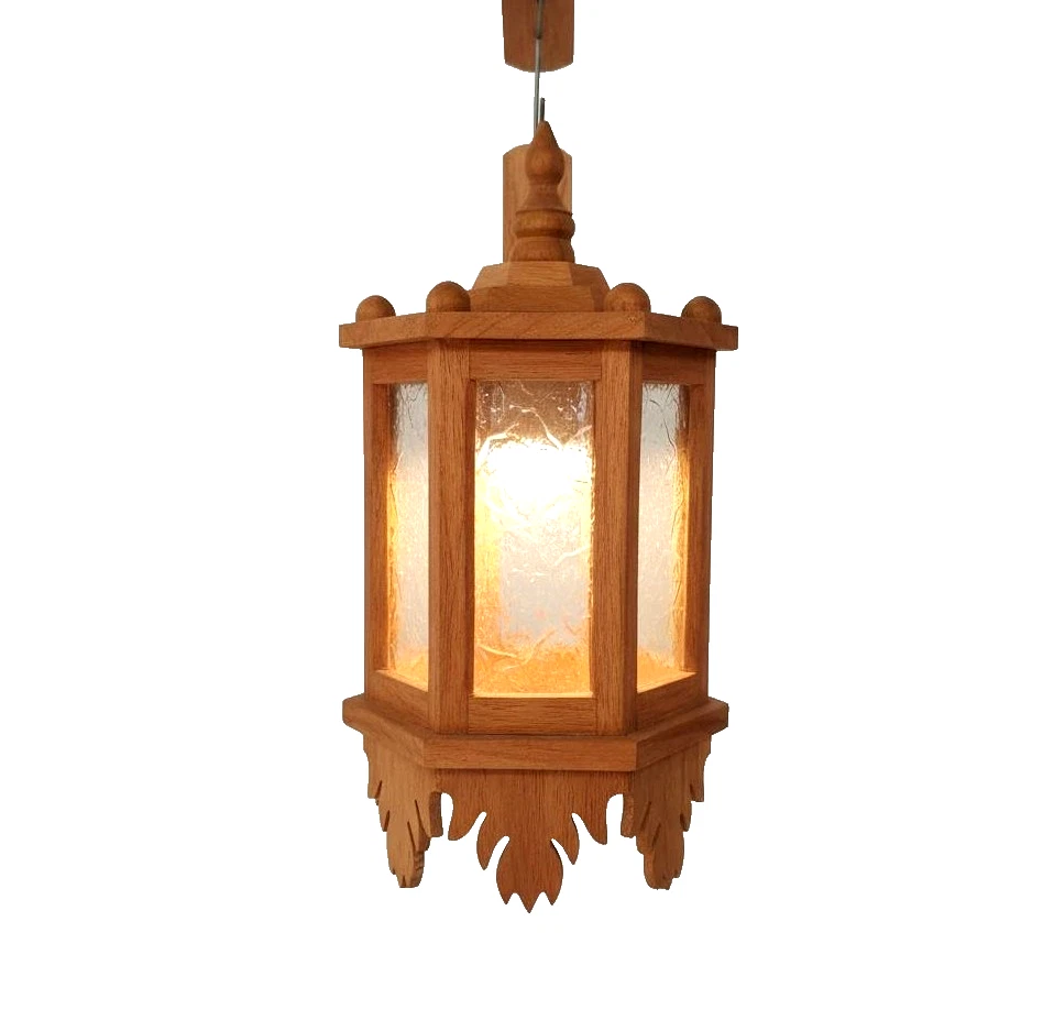 Винтажный тиковый деревянный настенный бра фонарь и тайский узор стекло тайский декор Lanna - Изображение 1 из 4