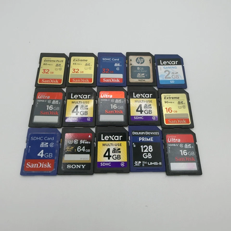 Lot of 15 Miscellaneous SD Cards Brands Include Sandisk Lexar - Untested - GC392 - Image 1 of 1