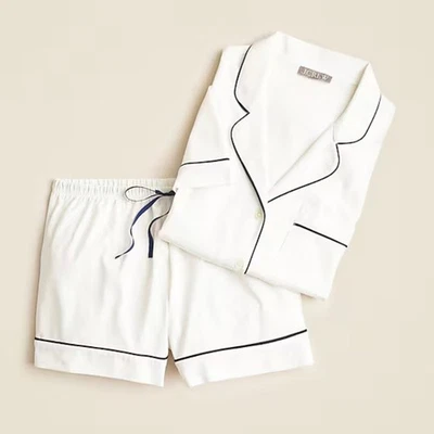 Conjunto corto de pijama para mujer J Crew de mezcla de algodón de ensueño XL blanco manga corta Foto 1 de 4