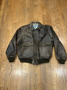 Vintage Aeropostale Jacke Herren 44 Braun Leder Bomber Flieger - Bild 1 von 6