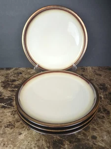 Juego de 4 platos de cena Home Thira crema borde marrón metálico gres 10 3/4" - Imagen 1 de 7