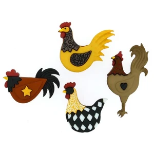 Dress It Up - Novelty Buttons - Hen House - 4 pack (JJ) - Picture 1 of 1