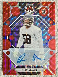 2023 Derick Hall Panini Mosaico Novato Autógrafo Mosaico Rojo Prizm SP RC Automático/199 - Imagen 1 de 3