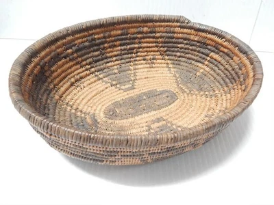 ANTIGUA CESTA INDIA APACHE YAVAPAI C1890-1910 FORMA OVALADA + PICTÓRICA Foto 1 de 4